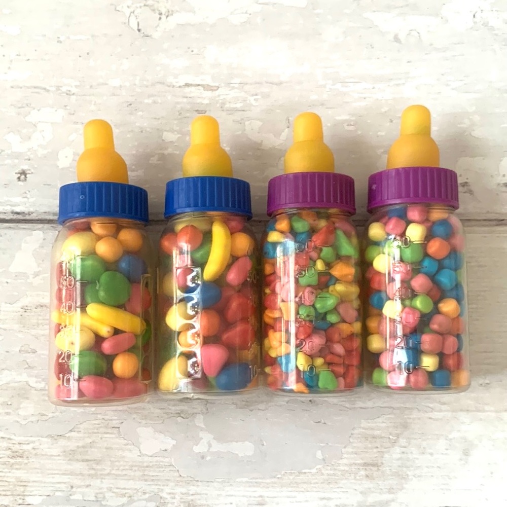 Baby Bottle Candy Favors Set of 4 Doll Kids Toys Play Set NEW